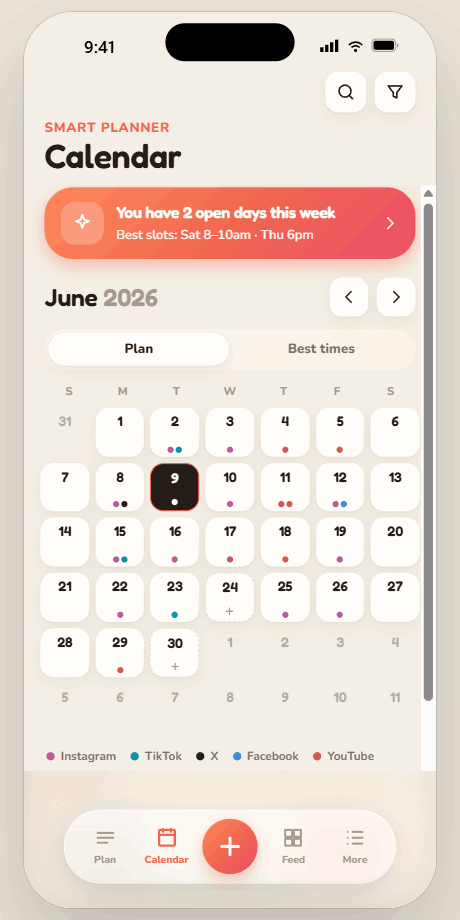 Calendar screen