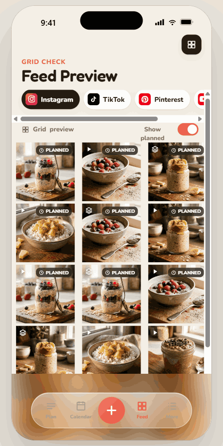 Feed preview screen